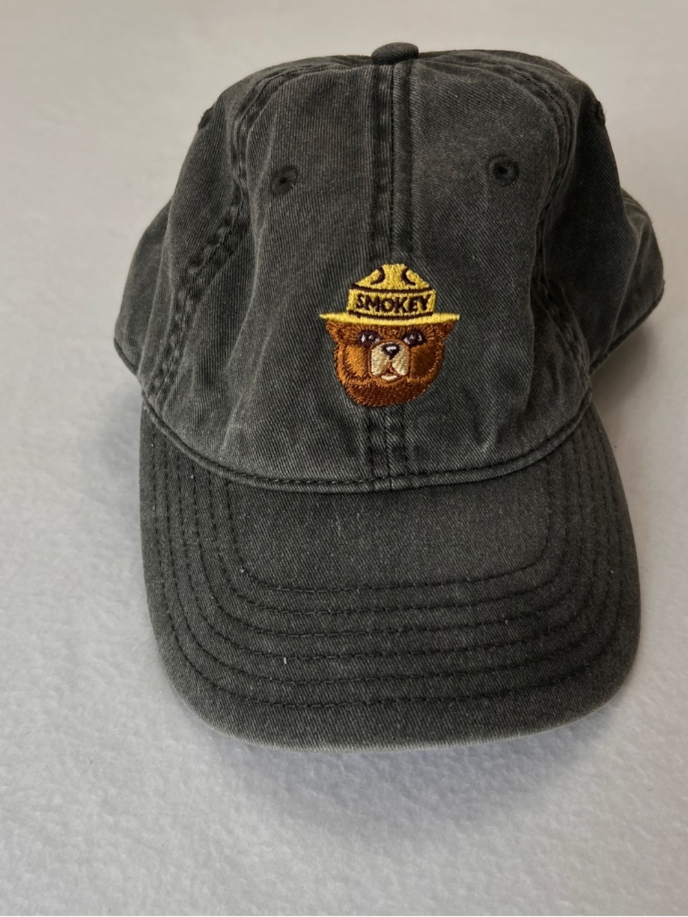 Smokey Bear Official Hat Cap Strapback One Size Grey Adjustable Distressed - Picture 1 of 5